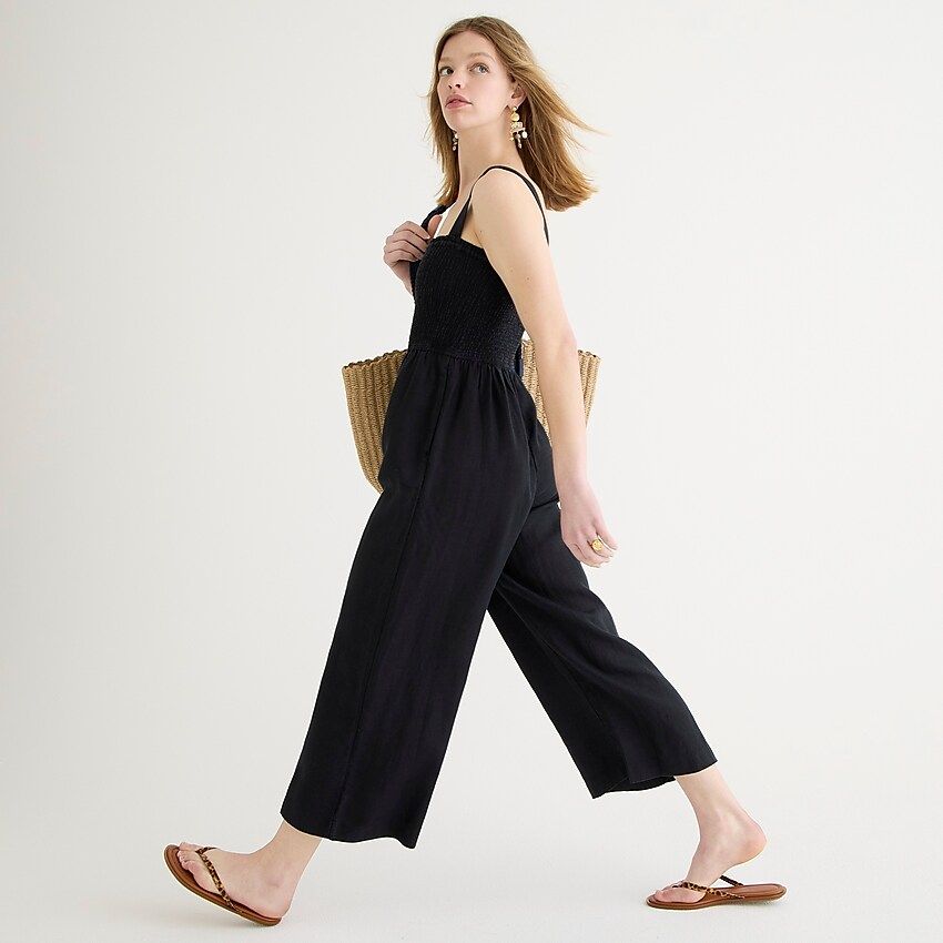 Smocked linen jumpsuit | J.Crew US