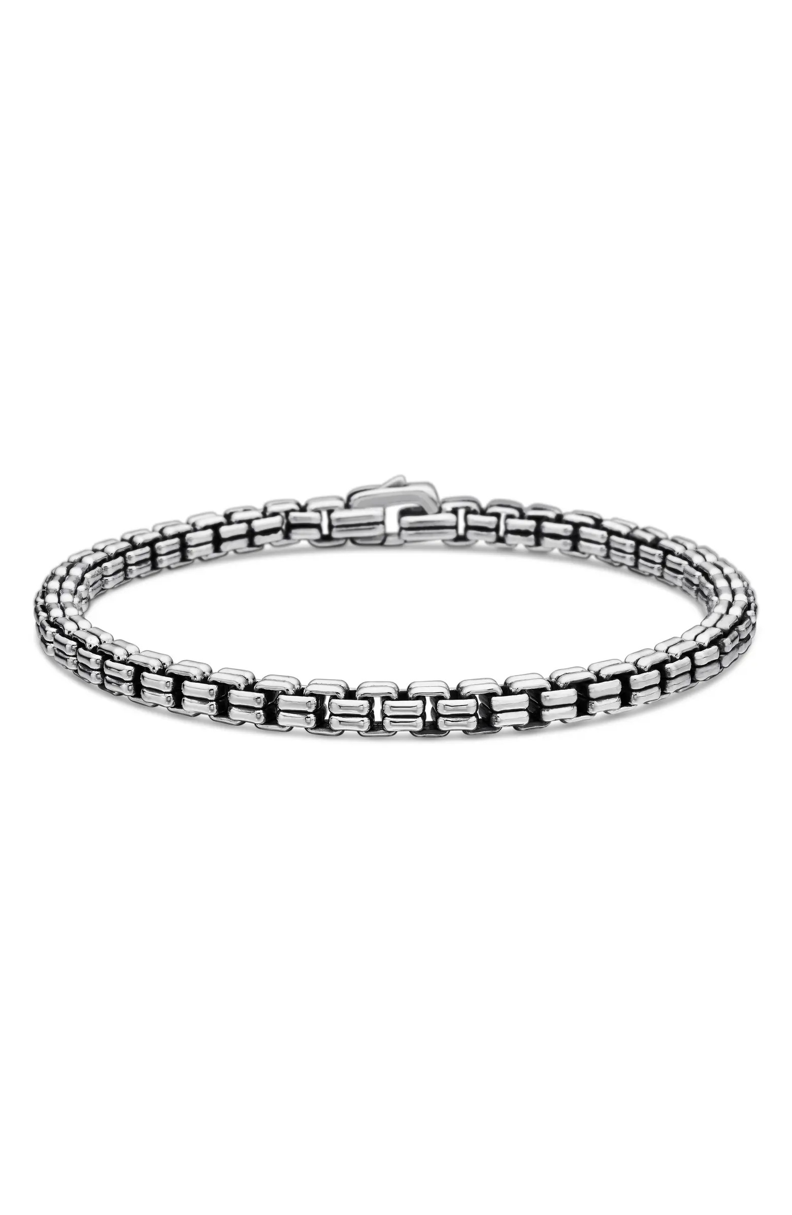 Men's Double Box Chain Bracelet in Sterling Silver, 4mm | Nordstrom