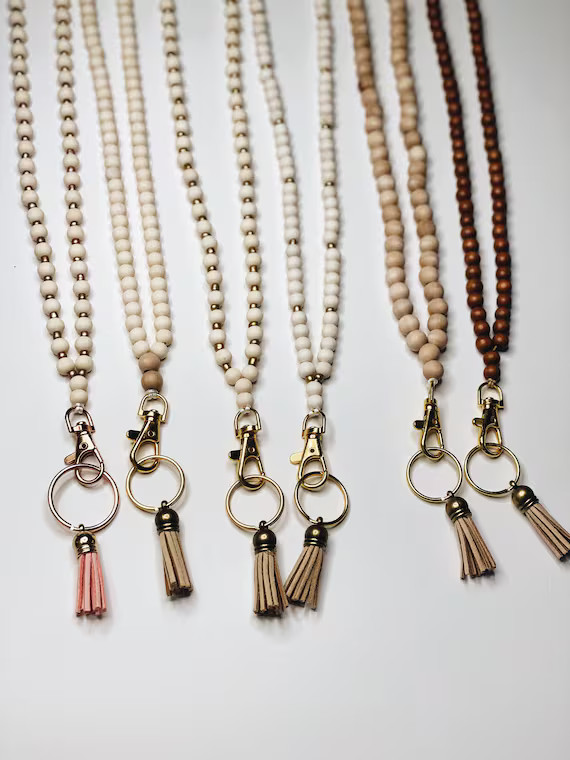 Teacher Lanyard Wood Lanyard Bead Lanyard Wood Beads | Etsy | Etsy (US)