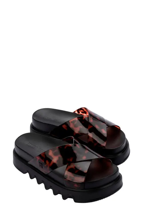 Melissa Cozy Cross Platform Slide Sandal in Black/Tortoise at Nordstrom, Size 8 | Nordstrom