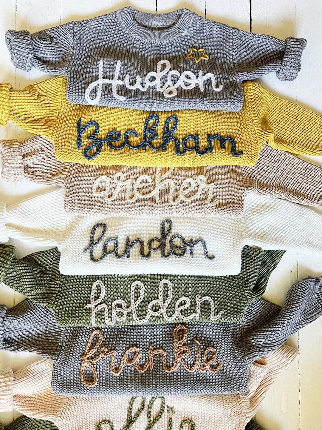 Personalized Hand Embroidered Baby and Toddler Name Sweaters - Etsy | Etsy (US)