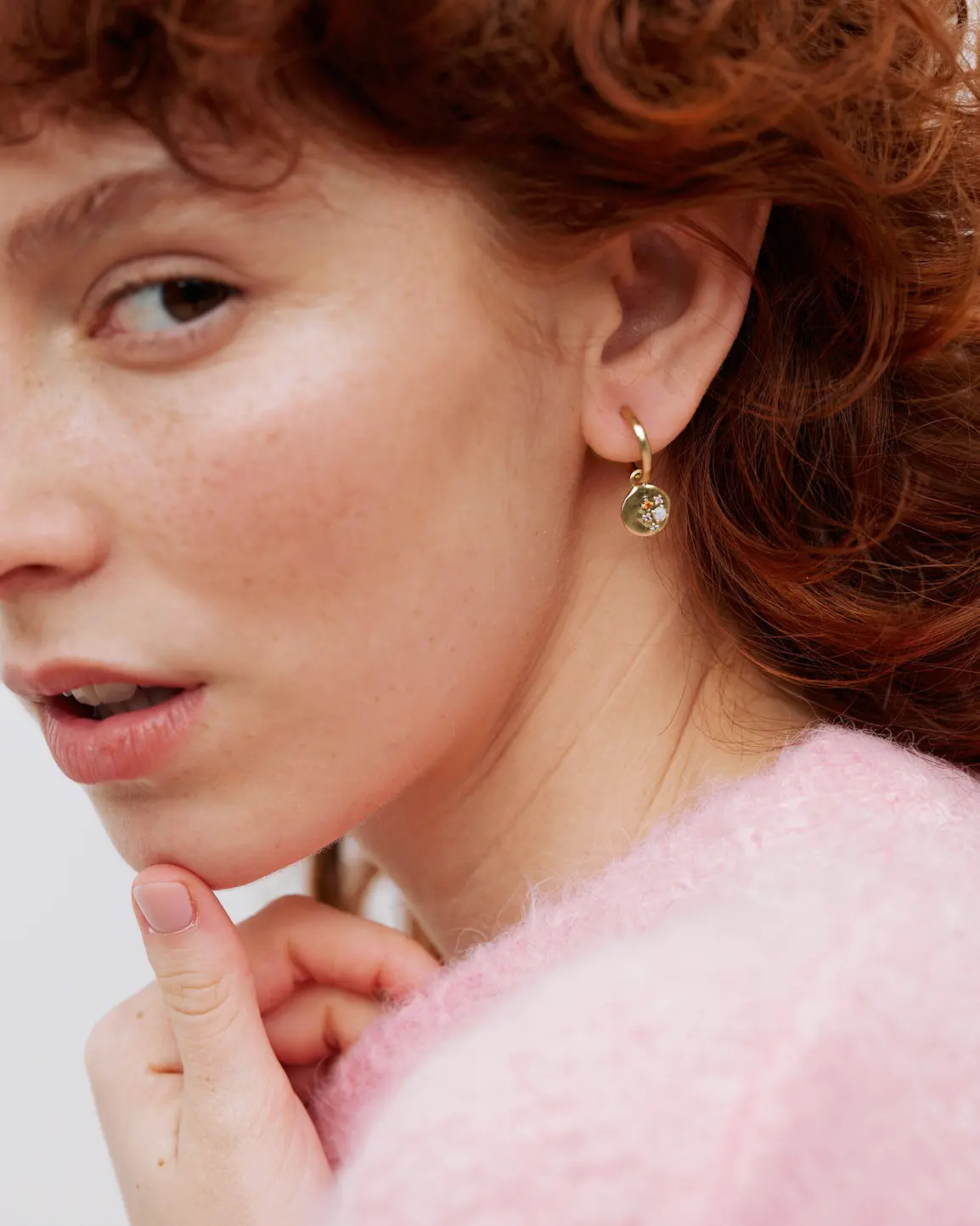 Brook Opal Disk Charm Gold Plated Drop Earrings | Oliver Bonas | Oliver Bonas (Global)