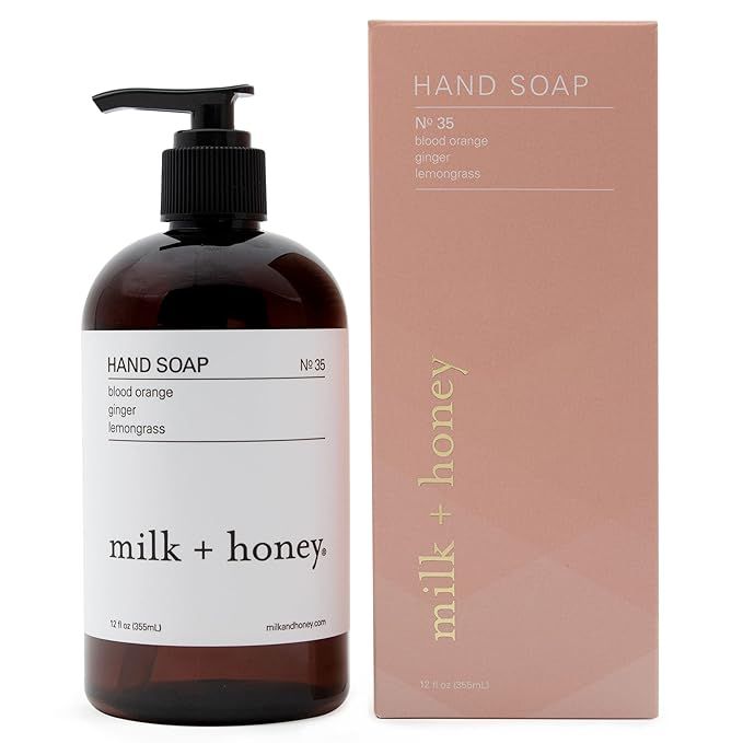 milk + honey Liquid Hand Soap, No. 35, with Blood Orange, Lemongrass, and Ginger, Moisturizing Ha... | Amazon (US)