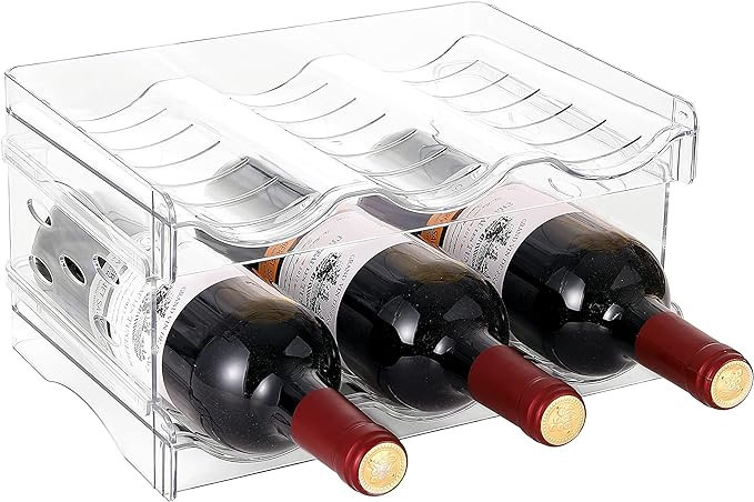 IEEK Plastic Stackable Bottle Storage Holder Rack,Free-Standing Water Bottle/Wine and Drink Organ... | Amazon (US)