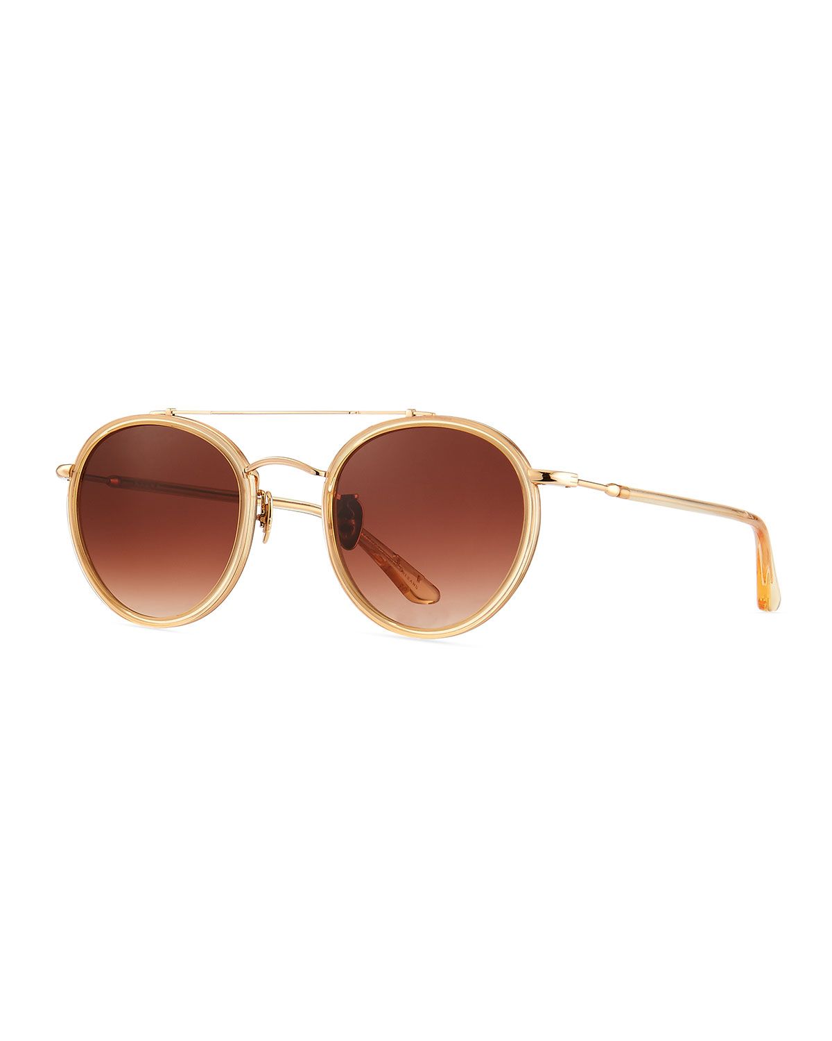 Poydras Round Acetate & Metal Sunglasses | Neiman Marcus