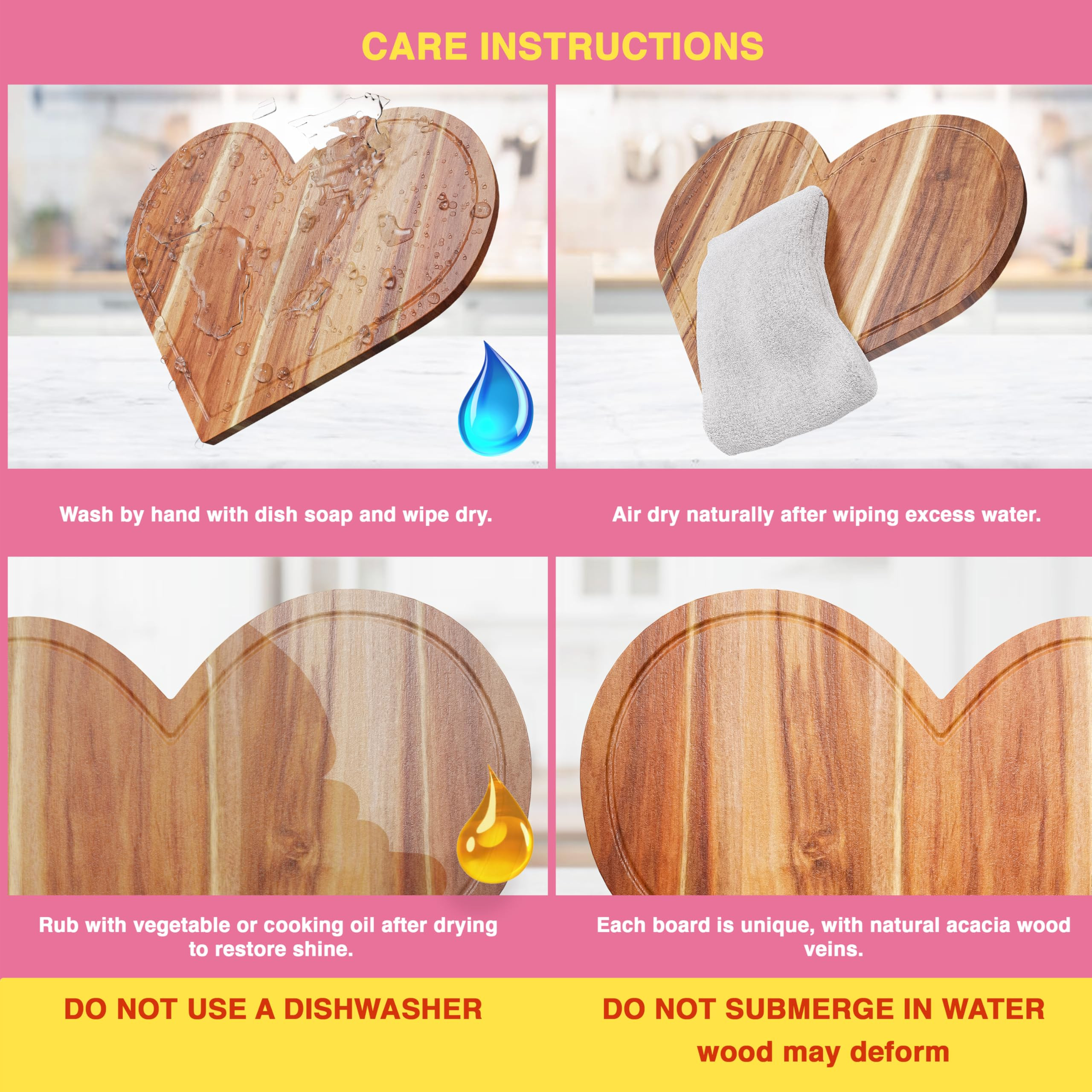 New - Large Heart Charcuterie Board 16 x 13.2 Inches - Acacia Wood Cutting Heart Shaped Charcuter... | Amazon (US)