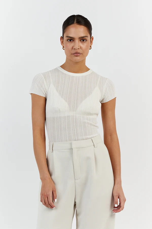 HARPER IVORY CAP SLEEVE TOP | DISSH