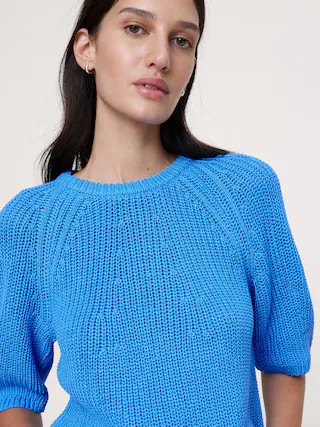 Cotton Puff-Sleeve Sweater | Banana Republic (US)