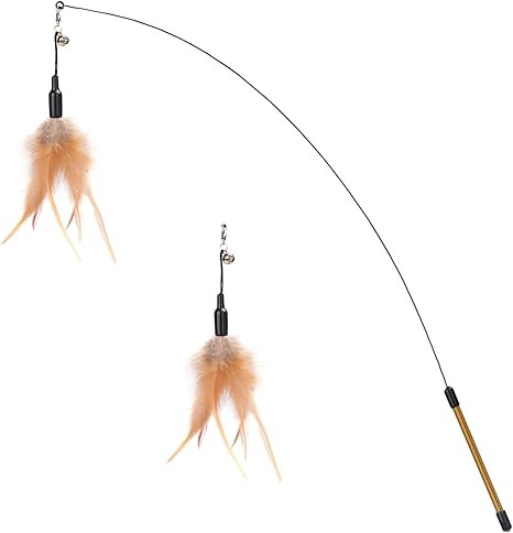 Pawaboo Feather Teaser Cat Toy, Interactive Feather Wand Cat Toy Flying Feather Cat Catcher with ... | Amazon (US)