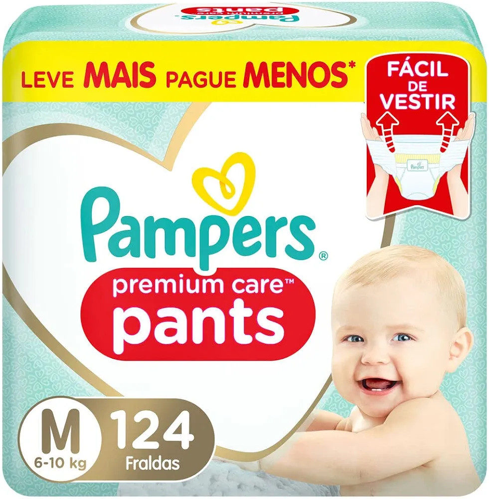 Fralda Pampers Pants Premium Care M 124 unidades | Amazon (BR)