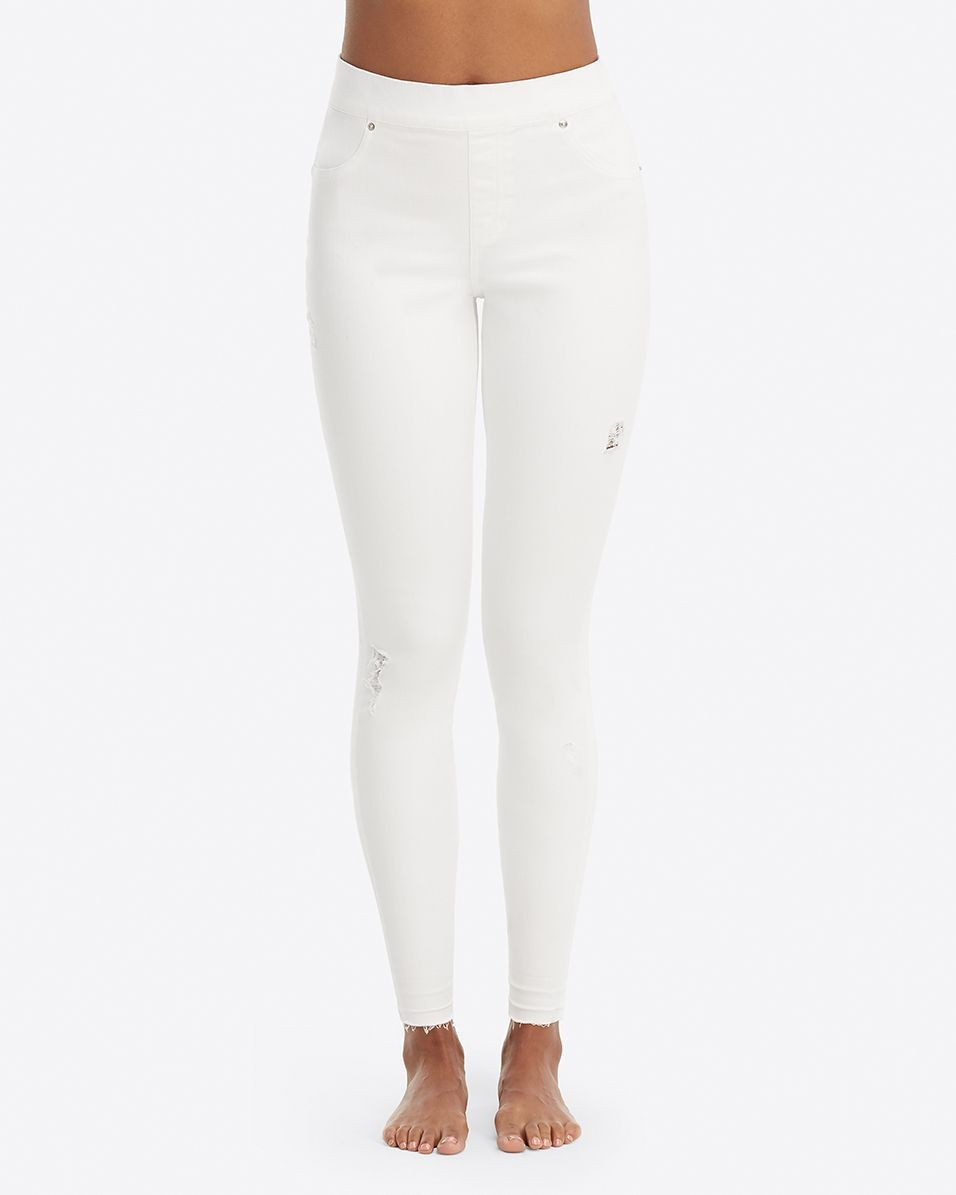 White Distressed Skinny Jeans | Spanx