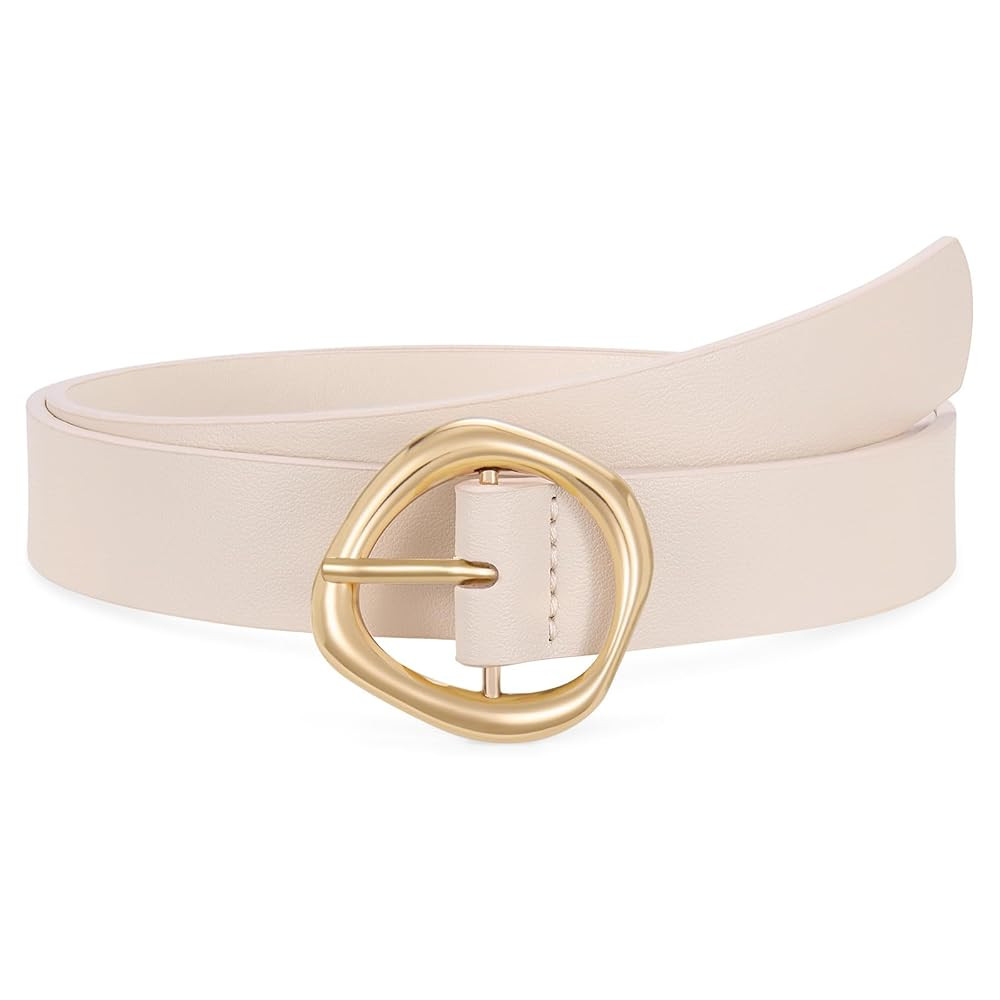 XZQTIVE Women's Faux Leather Belts with Gold Buckle, Fashion Casual Belt for Jeans Pants Dresses | Amazon (US)