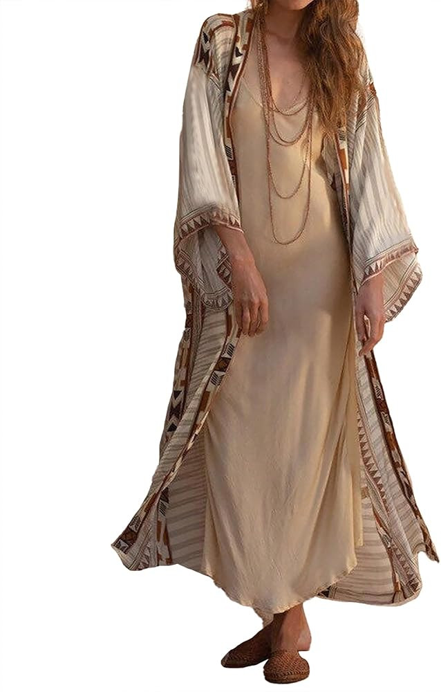 Bsubseach Women Print Swimsuit Cover Ups for Swimwear Long Sleeve Beach Kimono Summer Cardigan | Amazon (US)