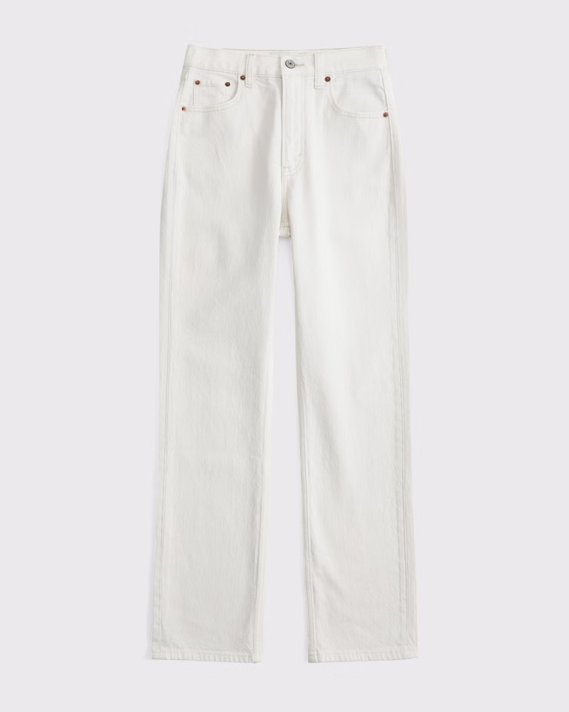 Abercrombie & Fitch Women's Ultra High Rise Ankle Straight Jean in Cream - Size 30 LONG | Abercrombie & Fitch (US)
