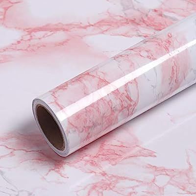 VEELIKE Pink Marble Contact Paper Wallpaper Stick and Peel 15.74 x118.11inches Self Adhesive Remo... | Amazon (US)
