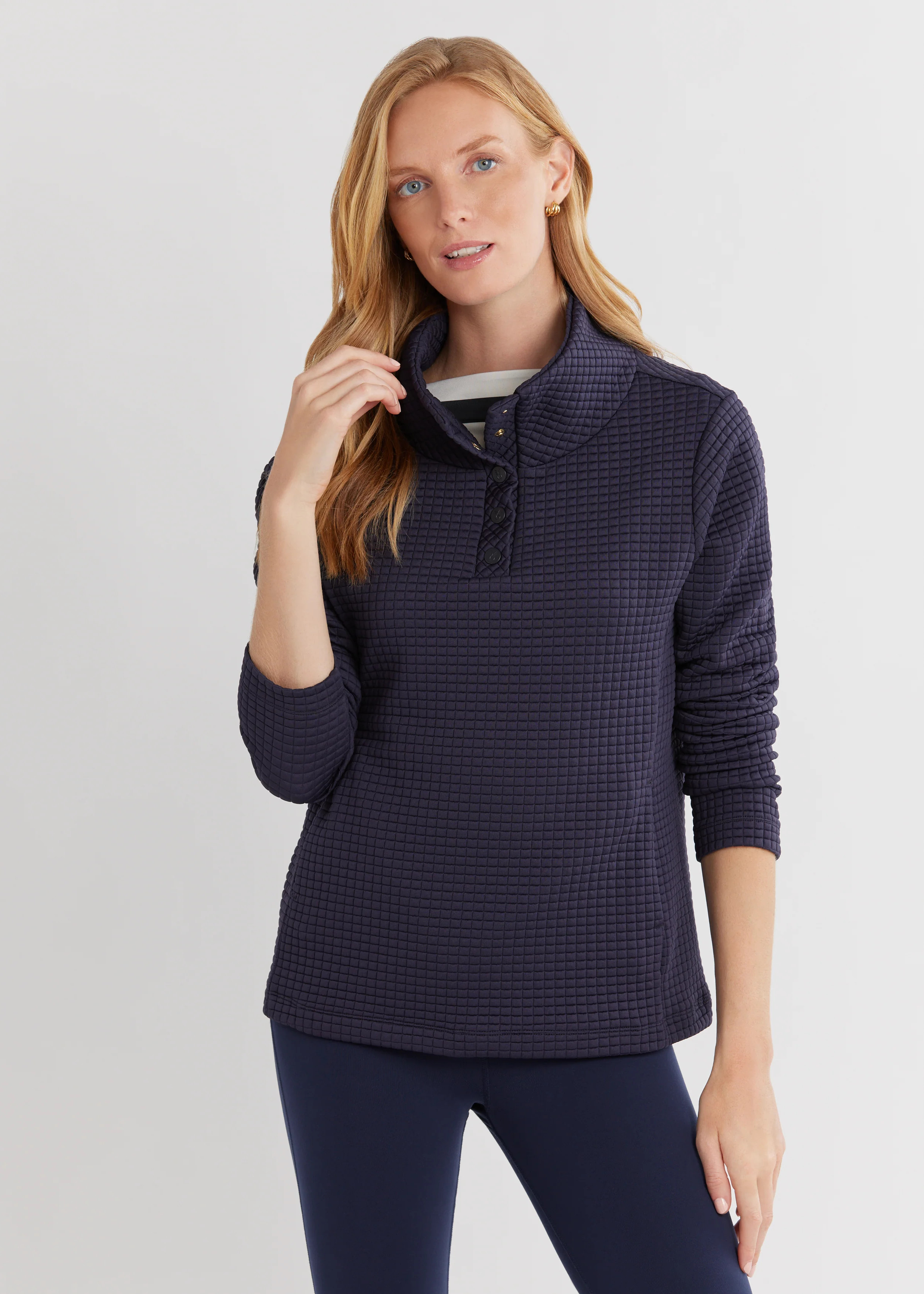 Perry Street Pullover in Waffle (Navy) | Dudley Stephens