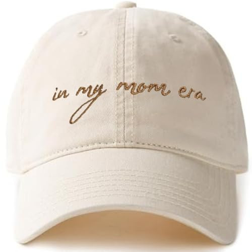 in My Mom Era Hat - Beige Baseball Cap for Moms, High Ponytail Hole, Minimalist Design, Mothers & New Mom Gifts | Amazon (US)