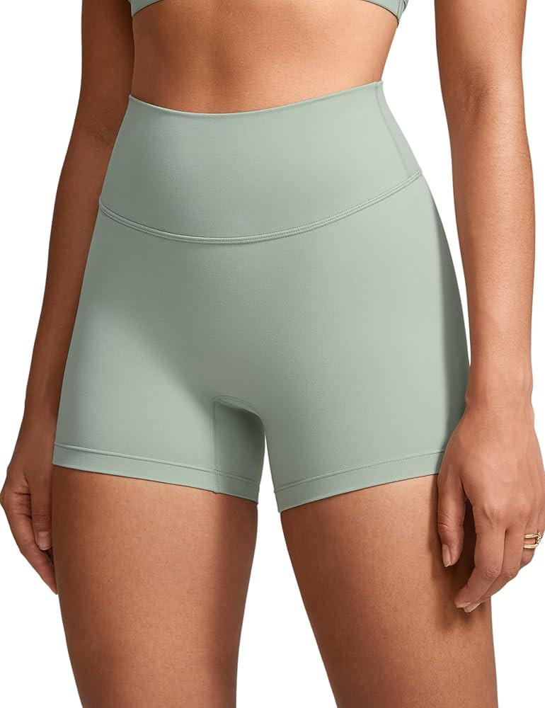 Womens High Waist No Front Seam Biker Shorts 4 Inches Running Volleyball Spandex Yoga Gym Workout... | Amazon (US)
