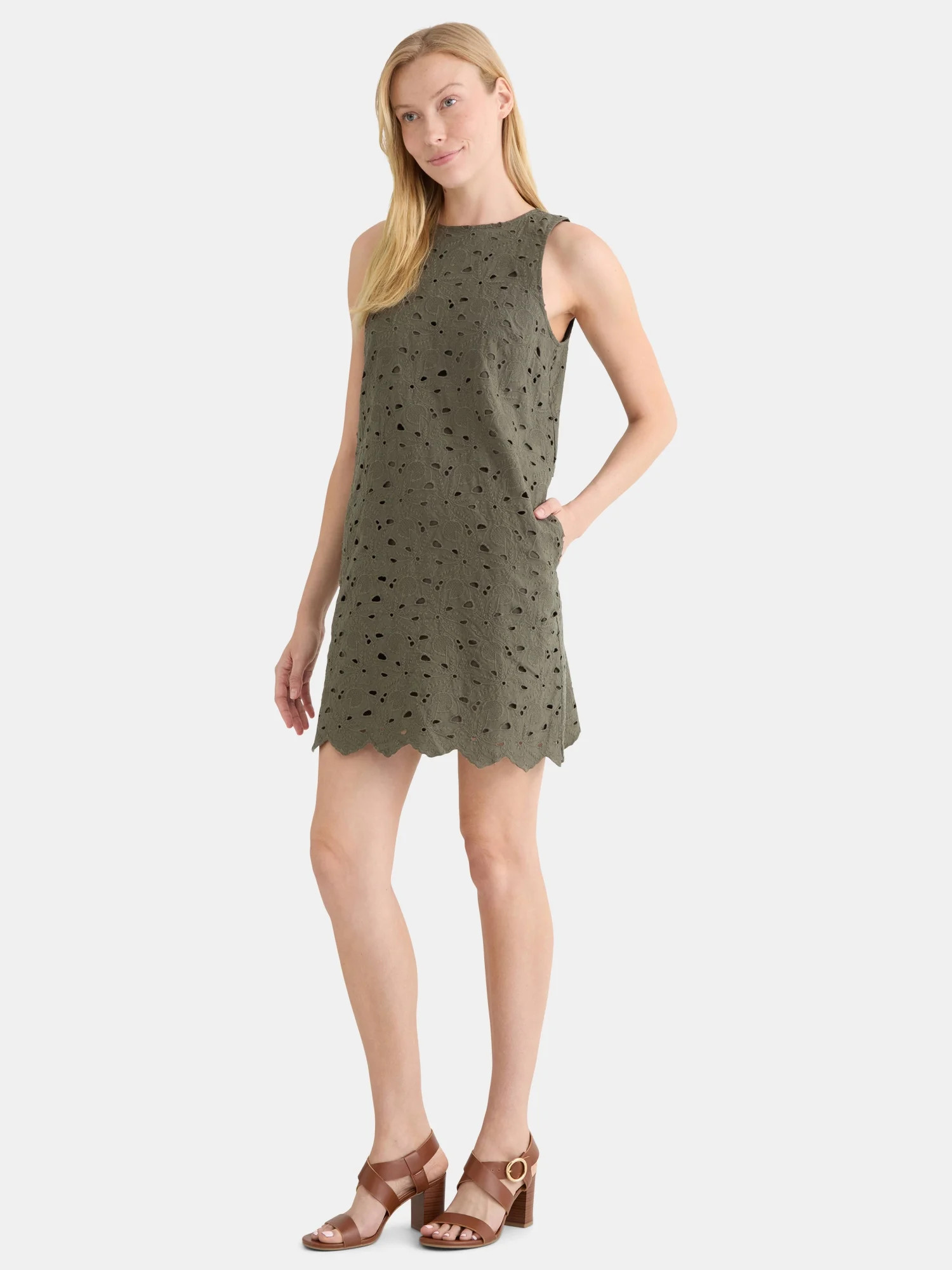 Time and Tru Women's Eyelet Embroidered Mini Dress, Sizes XS-XXXL | Walmart (US)