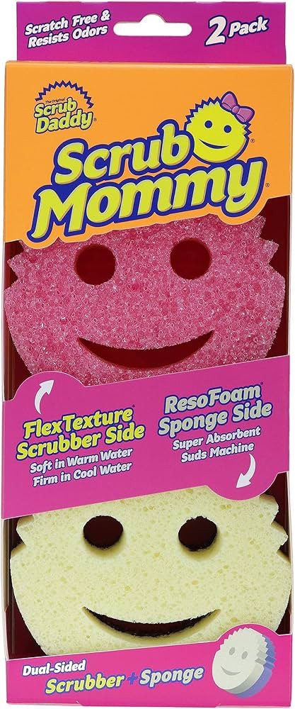 Scrub Daddy Scrub Mommy Washing Up Sponge - Dual Sided Scrubbing Non Scratch Scourers, Smiley Fac... | Amazon (UK)
