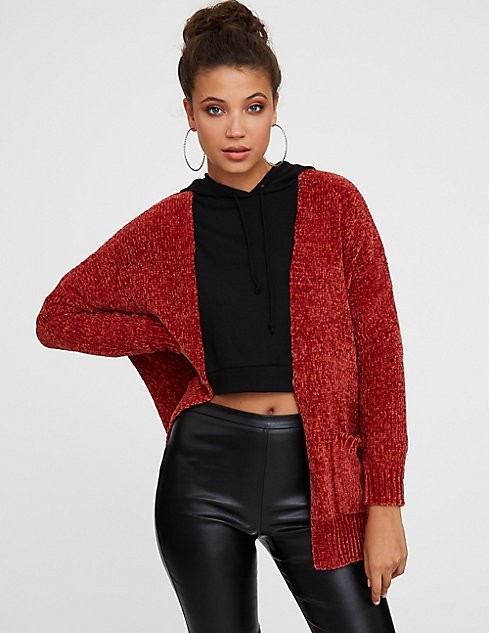 Chenille Open Front Cardigan Cable Knit Open Front Cardigan Longline Button Up Cardigan Open Front L | Charlotte Russe