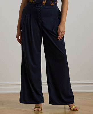 Plus Size Stretch Jersey Wide-Leg Pants | Macy's