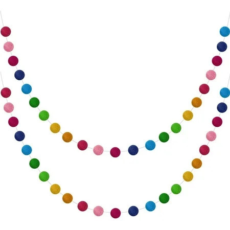 2 Pieces Wool Felt Ball Garland Handmade 6.5 Feet Long 24 Balls Felt Ball Garlands for Wall Christmas Tree Decoration - colorful | Walmart (US)