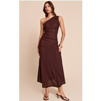 Chocolate Textured One Shoulder Ruched Maxi Dress | PrettyLittleThing US