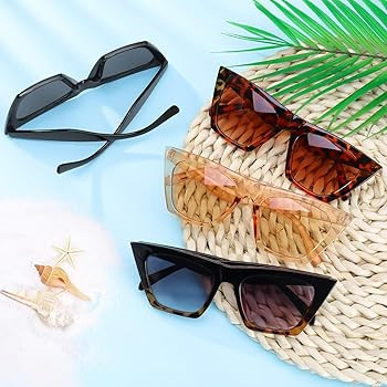 4 Pairs Vintage Square Cat Eye Sunglasses Unisex Mirrored Glasses Retro Cateye Sunglasses for Wom... | Amazon (US)