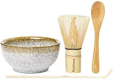 KAISHANE Japanese Matcha Whisk Set Matcha Tea Ceremony Set of 4 Including 100 Prong Matcha Whisk,... | Amazon (US)