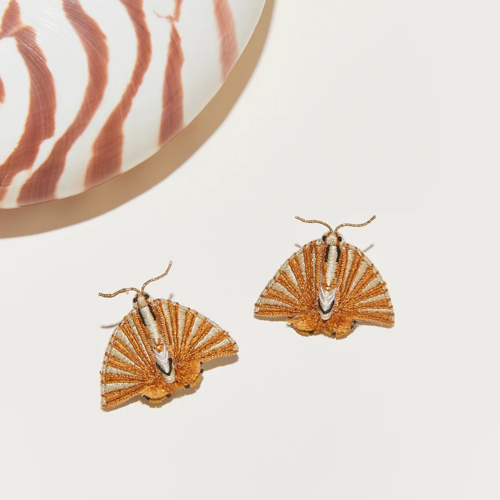 Fan Moth Earrings Gold | Mignonne Gavigan