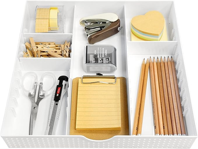 CAXXA 3 Slot Drawer Organizer with 3 Adjustable Dividers - Junk Drawer Storage for Makeup & Vanit... | Amazon (US)