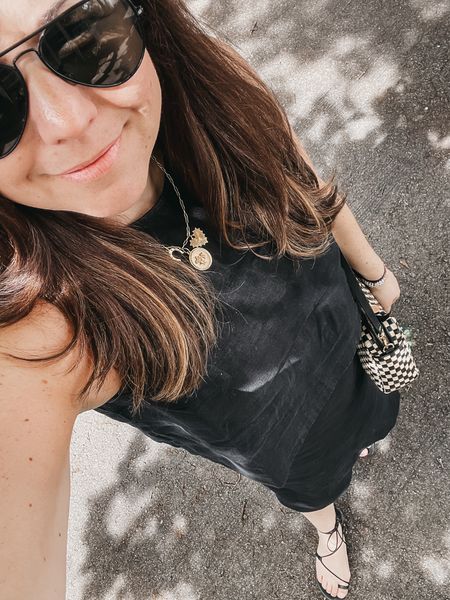 daily outfit | monochromatic 

linen black dresses with a black linen top over it for a skirt effect 
Black aviators, black sandals and gold accessories 

date night outfit
summer dress
summer outfit 
outfit inspo 
Outfit inspiration 


#LTKStyleTip #LTKWorkwear #LTKFindsUnder100