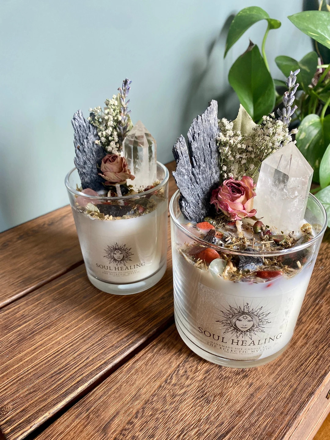 Soul Healing Intention Candle Packed With Crystals, Herbs and Flowers- 100% Soy wax, fragranced w... | Etsy (US)