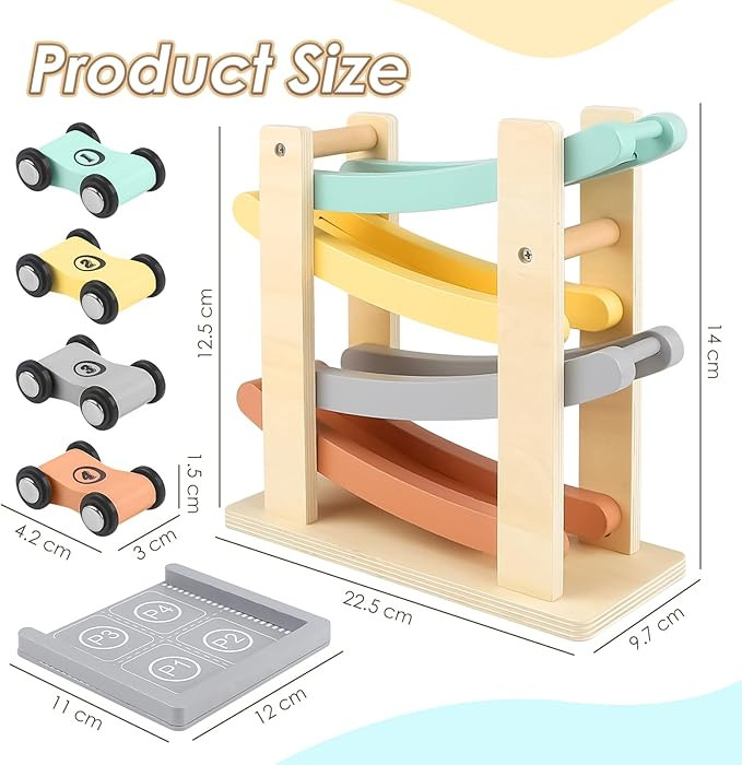 Vanplay Wooden Car Ramp Montessori Toys for 1 2 Year Old Boys- 4 Mini Cars, a Toy Garage, Baby Gi... | Amazon (UK)