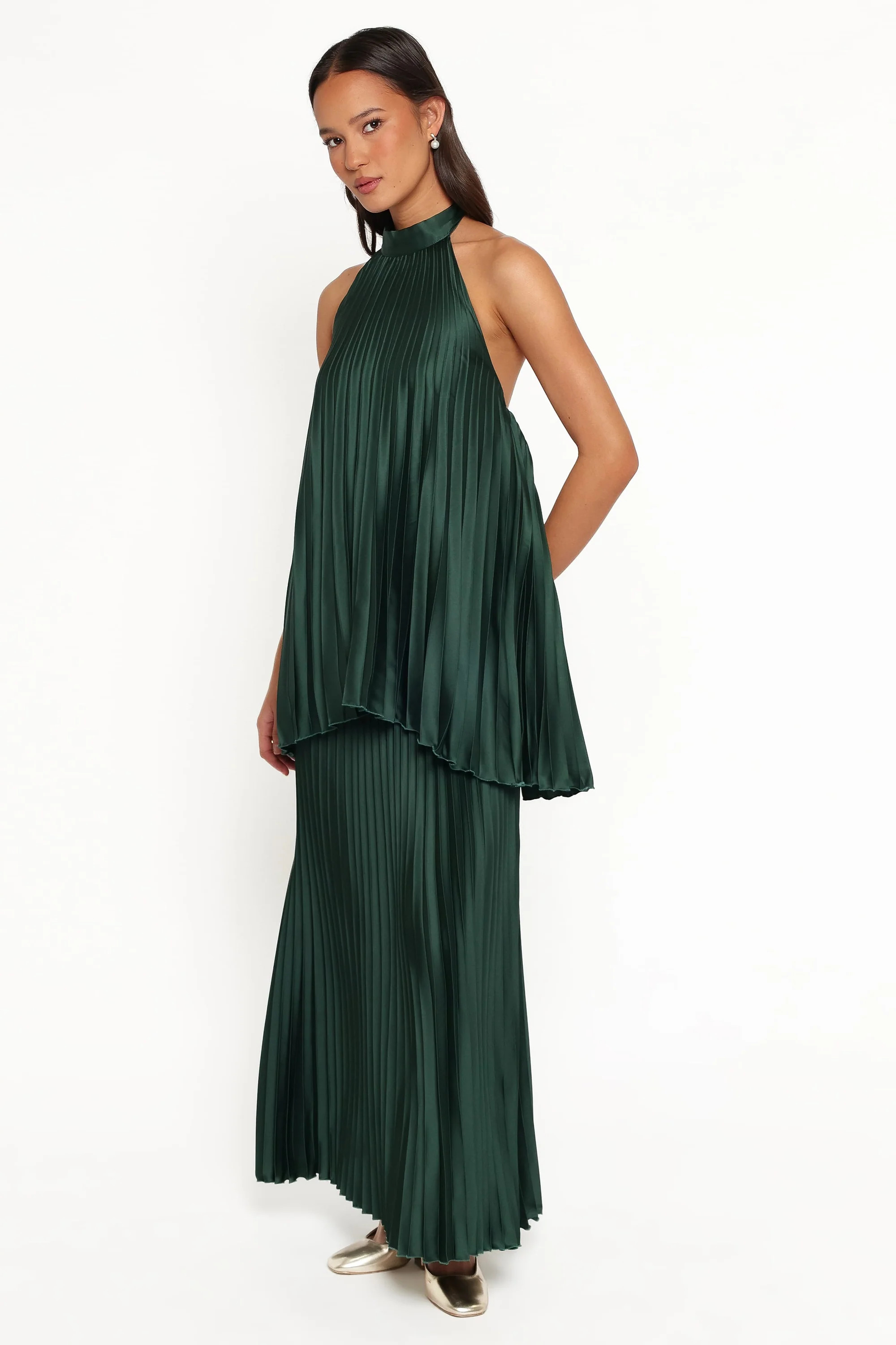 Darina Pleated Skirt Set - Olive | Petal & Pup (US)