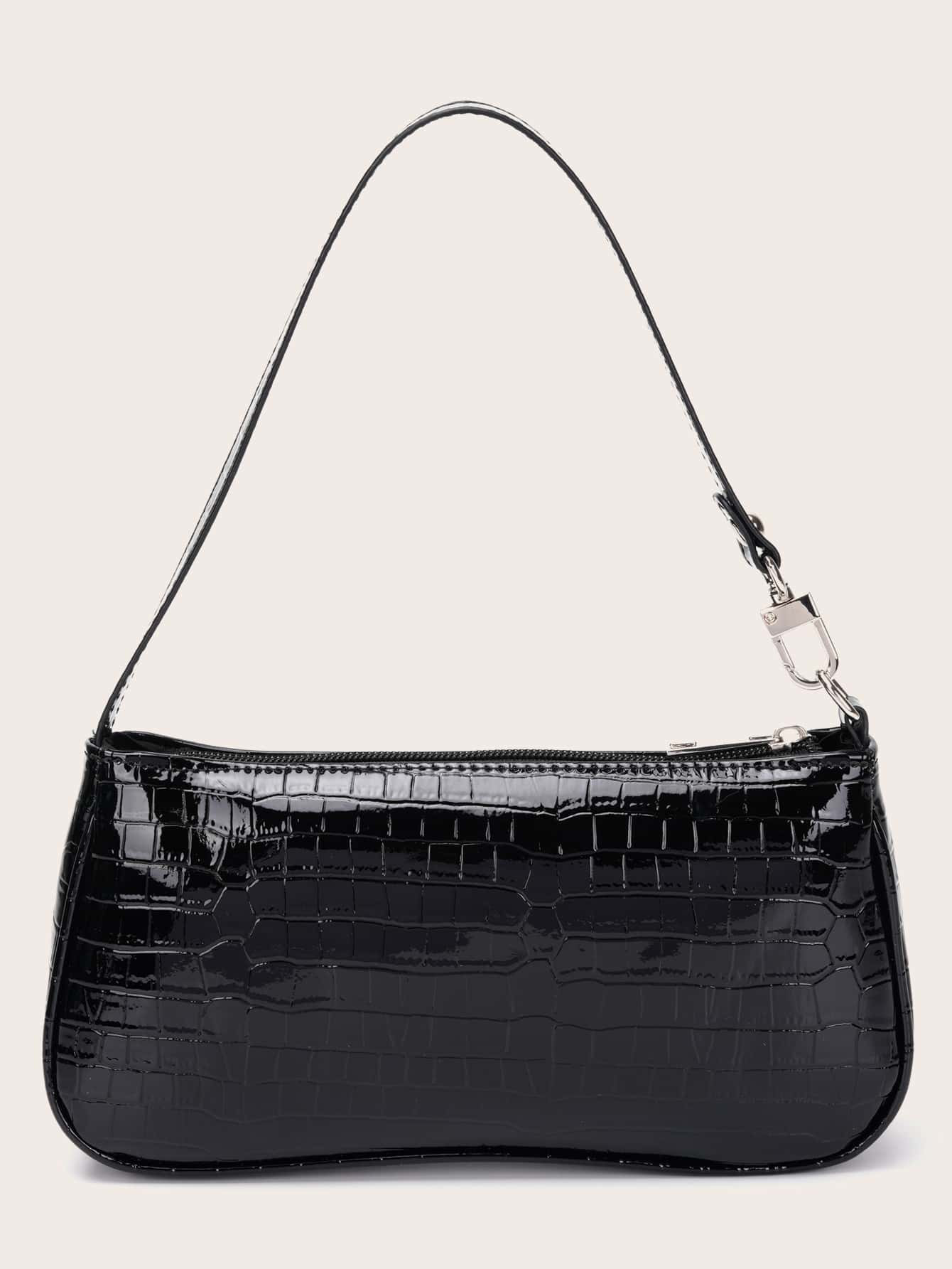 SHEIN Croc Embossed Baguette Bag | SHEIN