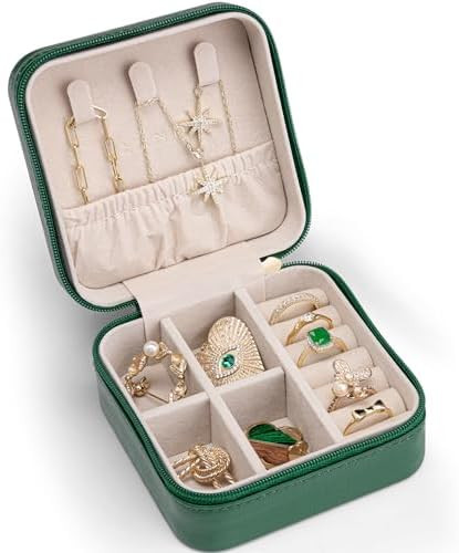 Vlando Small Travel Jewelry Box Organizer - Girls Women Gift Rings Earrings Necklaces Jewelry Sto... | Amazon (US)