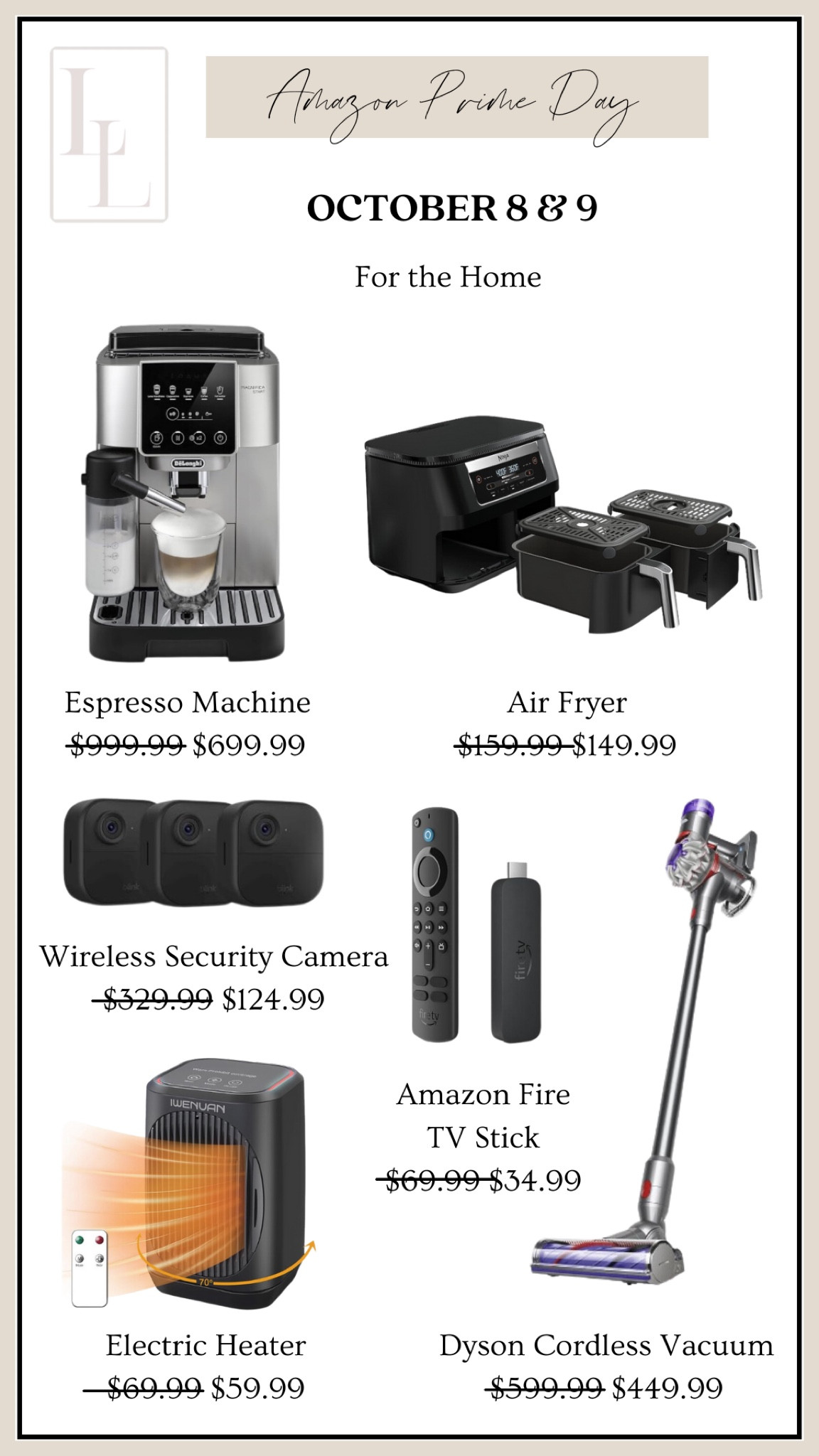 Amazon prime day, electronics, vacuum, cordless vacuum, espresso machine, air fryer, security camera, Amazon fire tv stick, electric heater 

#LTKxPrimeDay #LTKHome #LTKSaleAlert