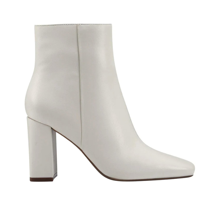 WOMEN NEW MARC FISHER Nebula Square Toe Bootie BLOCK HEEL IVORY  WHITE 7.5 8 8.5  | eBay | eBay US