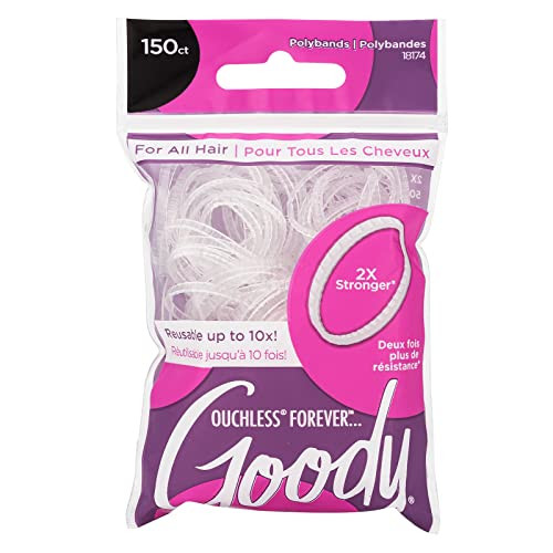 Goody Ouchless Forever Polyband Hair Ties, 150 Ct, Clear, Elastic Bands, Easy Glide, Ultra-Strong Hold Styling Accessories for Women & Men, Secure Hold Ridge Design, All Hair Types | Amazon (US)