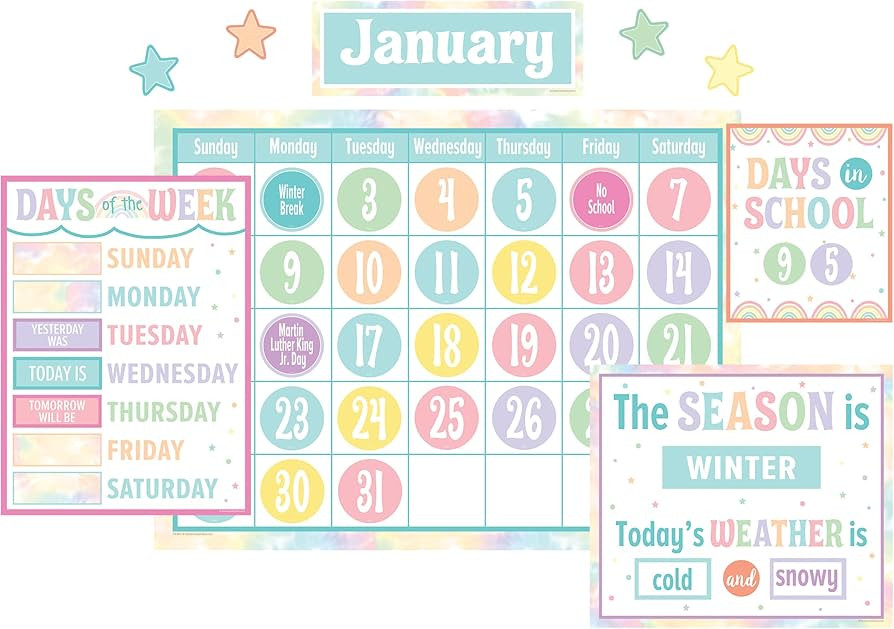 Teacher Created Resources Pastel Pop Calendar Bulletin Board | Amazon (US)