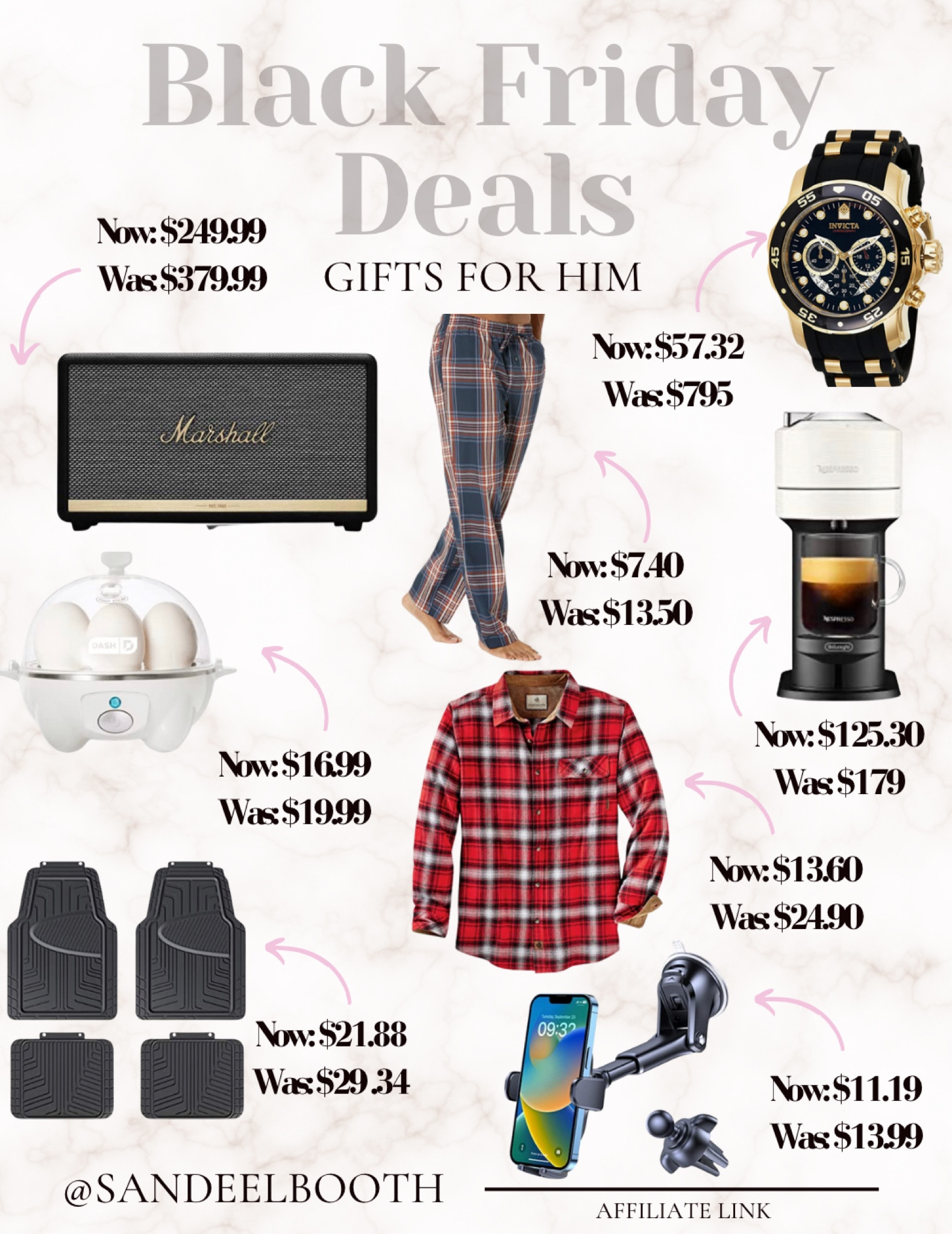 Gifts for him under $300!
Plaid pajama pants
Plaid fitted flannel shirt
Egg maker 
Bluetooth speaker 
Car mats 
Designer diver watch 
Nespresso coffee maker 

#LTKhome #LTKGiftGuide #LTKmens