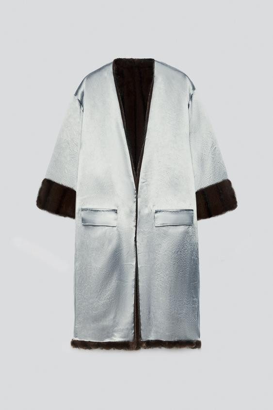CONTRAST REVERSIBLE FAUX-FUR COAT | Zara US
