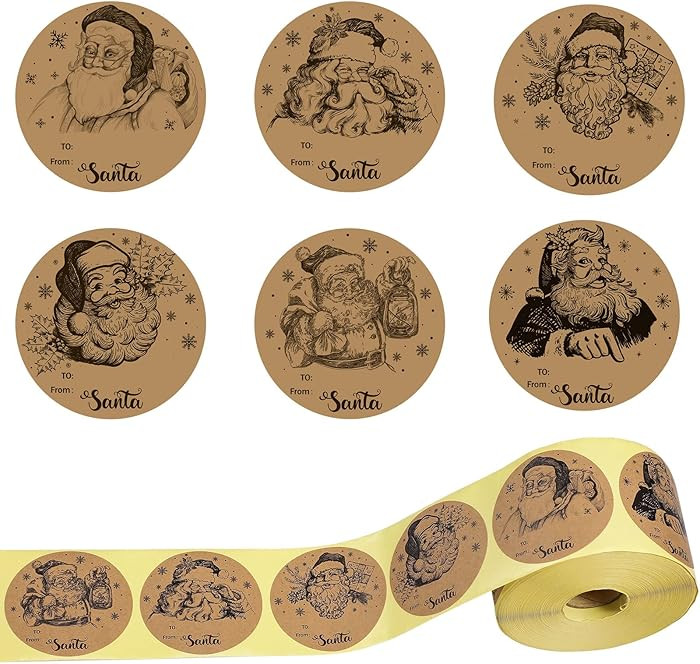 Funrous 500 Pcs from Santa Stickers Christmas Santa Gift Name Tag Self Adhesive Xmas Kraft Sticke... | Amazon (US)