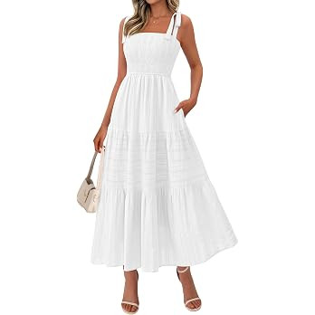 BTFBM Women's 2026 Spring Boho Spaghetti Strap Dress Casual Sleeveless Smocked A Line Beach Sundr... | Amazon (US)