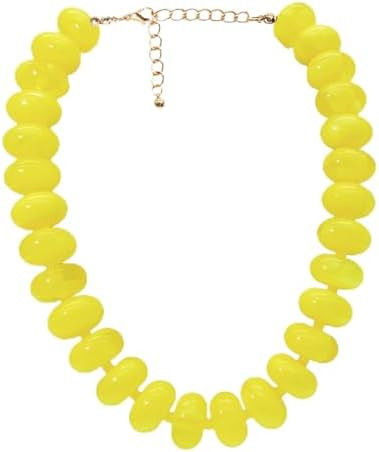 JNF Chunky Big Beaded Necklace for Women Colorful Large Beads Choker Necklaces Boho Statement Bea... | Amazon (US)