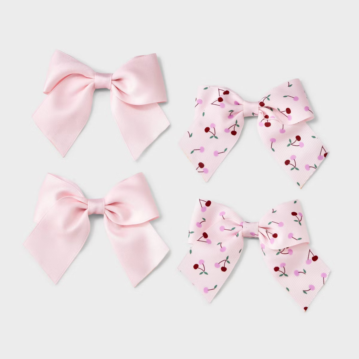 Girls' 4pk Pink & Cherries Bow Clip Set - Cat & Jack™ Pink | Target