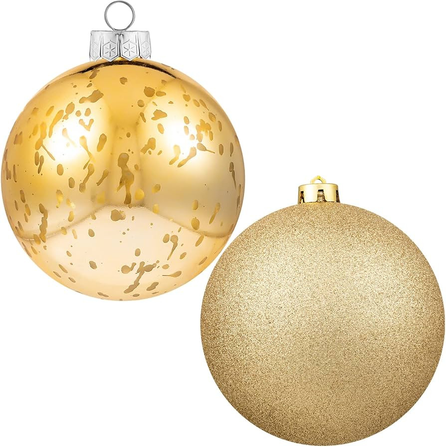 XmasExp Christmas Ball Ornaments Gold Giant Shatterproof Plastic Decorative Hanging Mercury Ball ... | Amazon (US)