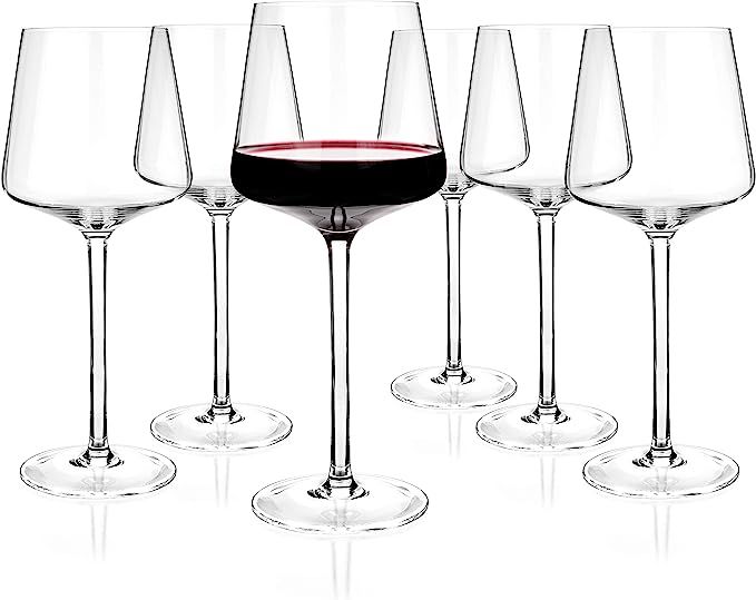 Luxbe - Crystal Wine Glasses Set 6, Red White Wine Large Glasses - 100% Lead-Free Glass - Pinot N... | Amazon (US)